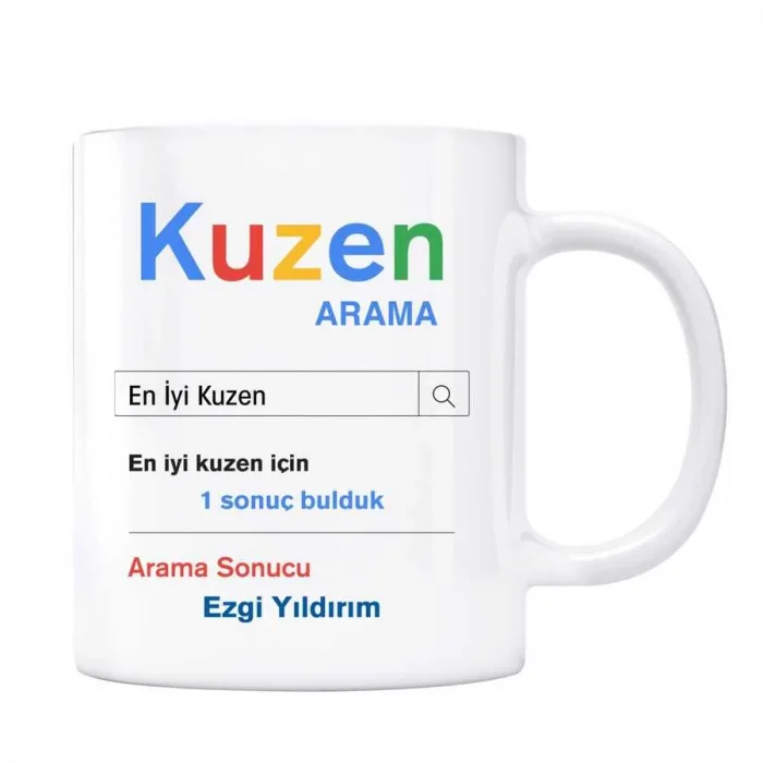 Kişiye Özel İsimli Kuzen Google Arama Motoru Kupa Bardak