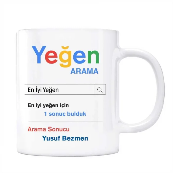 Kişiye Özel İsimli Yeğen Google Arama Motoru Kupa Bardak