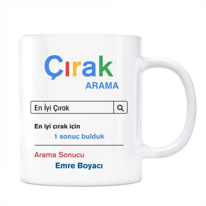 Kişiye Özel İsimli Çırak Google Arama Motoru Kupa Bardak