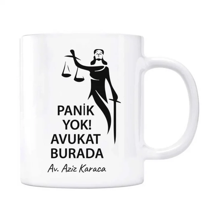 Avukatlara Özel İsimli Kupa Panik Yok Avukat Burada Adalet Heykeli
