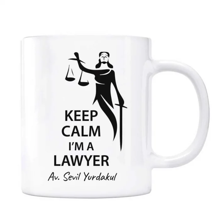 Avukatlara Özel İsimli Kupa Keep Calm Im a Lawyer Adalet Heykeli