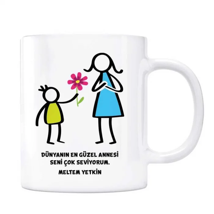 Dünyanın En Güzel Annesi Kupa Kişiye Özel İsimli (Anne Oğul)