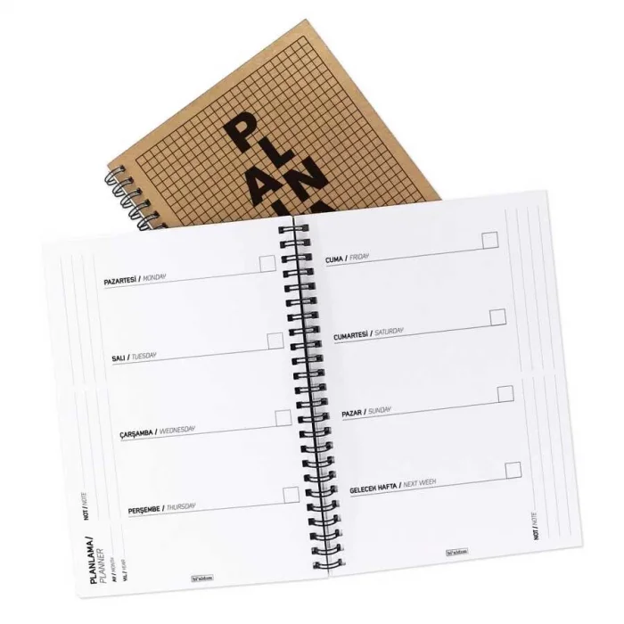 Kişiye Özel İsimli Tarihsiz Ajanda - Haftalık Planlayıcı (Sümen) - A5 Boy Kraft Kapak