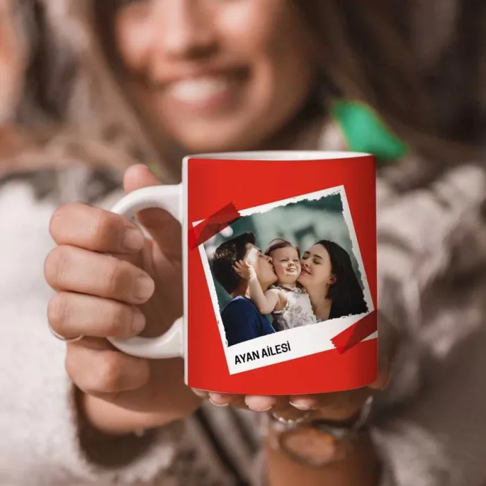 Kişiye Özel Fotoğraflı İsimli Kupa Bardak - Aile