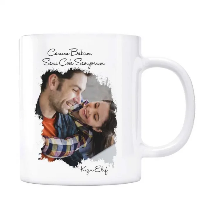 Babalar Gününe Özel Canım Babam Seni Çok Seviyorum Vintage Fotoğraflı Kupa Bardak