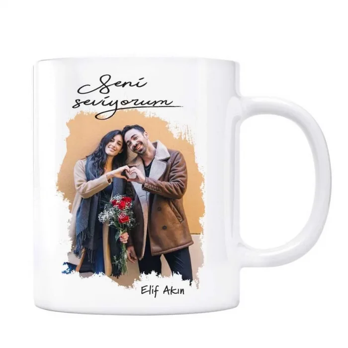 Seni Seviyorum Vintage Fotoğraflı İsimli Kupa Bardak