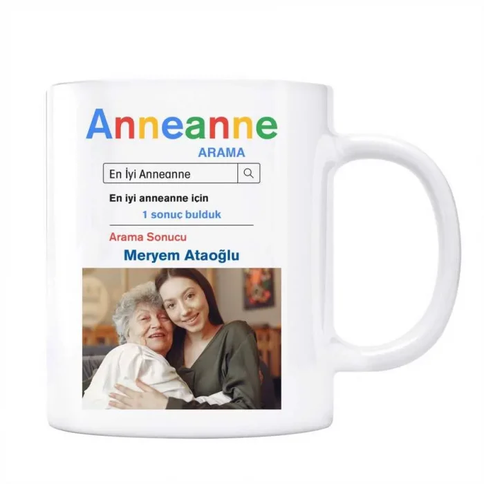 Fotoğraflı Anneanne Google Arama Motoru Kupa Bardak
