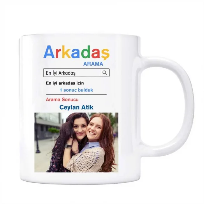 Fotoğraflı Arkadaş Google Arama Motoru Kupa Bardak