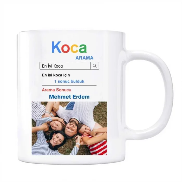 Sevgililer Gününe Özel Fotoğraflı İsimli En İyi Koca Google Arama Motoru Kupa Bardak