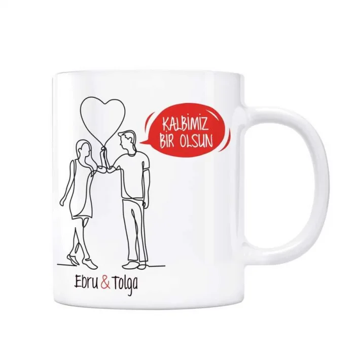 Kalbimiz Bir Olsun Kişiye Özel Kupa Bardak