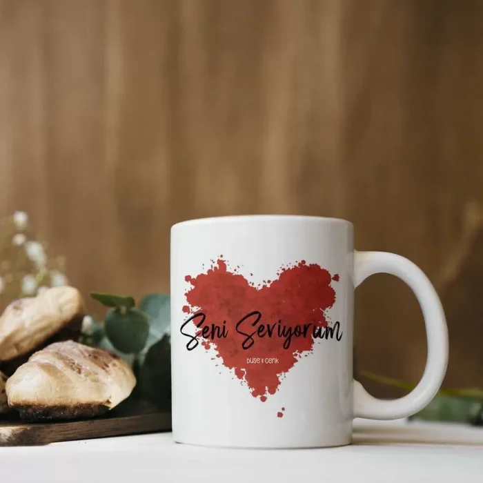 Sevgililer Gününe Özel İsimli Kupa Bardak - Seni Seviyorum