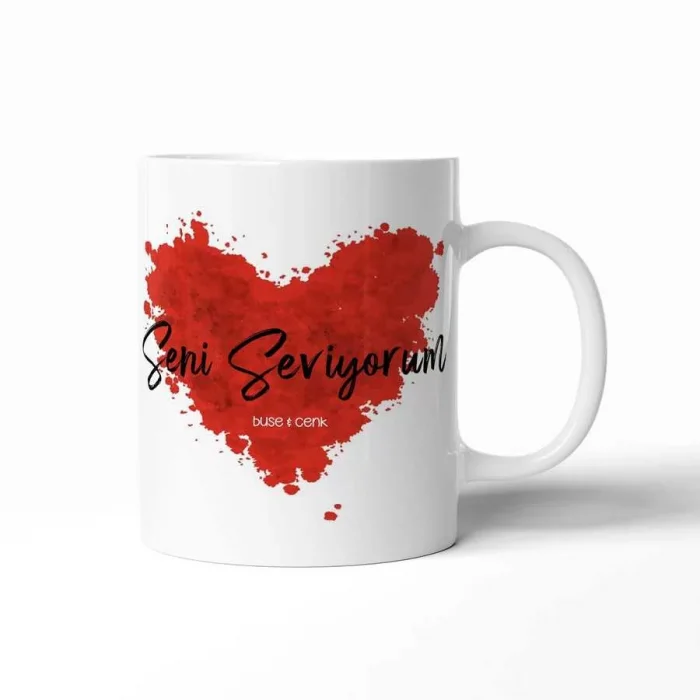 Sevgililer Gününe Özel İsimli Kupa Bardak - Seni Seviyorum