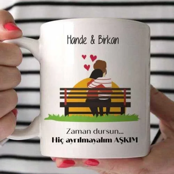 Sevgiliye Özel İsimli Kupa Bardak - Hiç Ayrılmayalım Aşkım