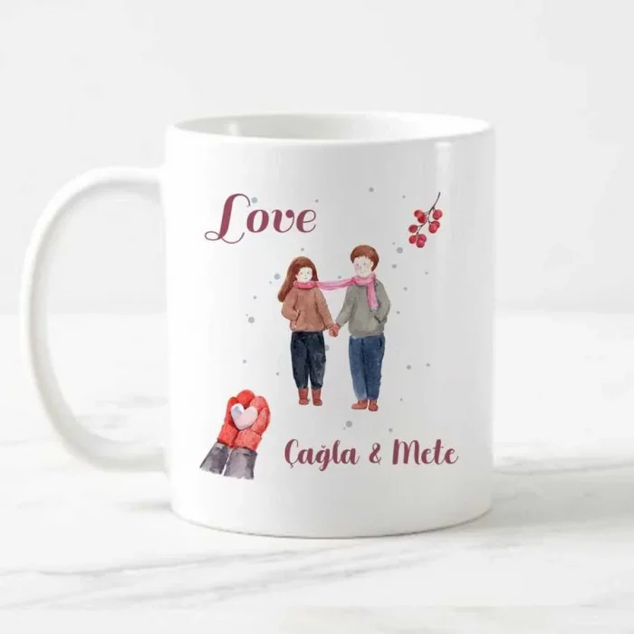 Sevgililere Özel İsimli Love Kupa Bardak - Tatlı Aşıklar