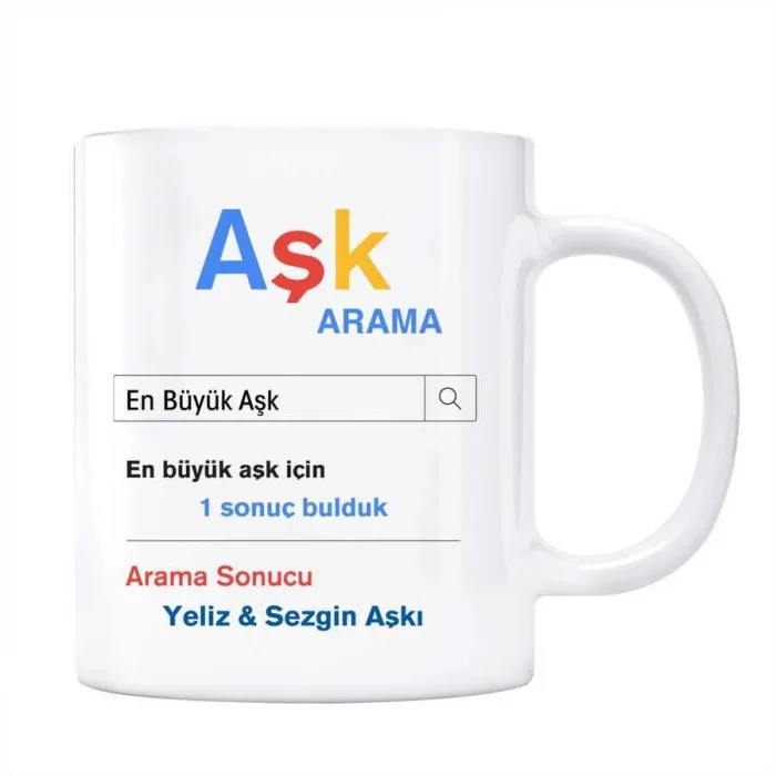 Sevgililer Gününe Özel İsimli Aşk Google Arama Motoru Kupa Bardak