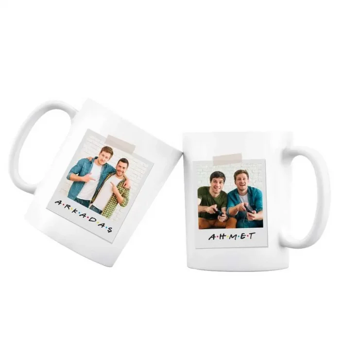 Arkadaş 2 Fotoğraflı İsimli Kupa Bardak