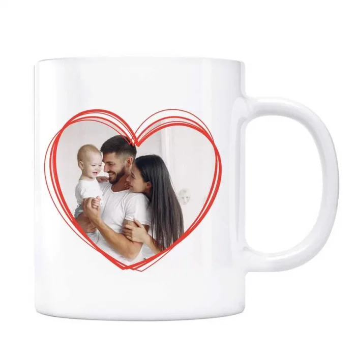 Kalp İki Fotoğraflı Kişiye Özel Kupa