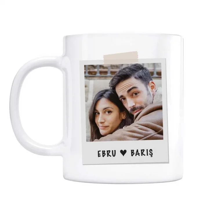 Sevgiliye Özel Pola Kart Fotoğraflı Kupa Bardak Aşk