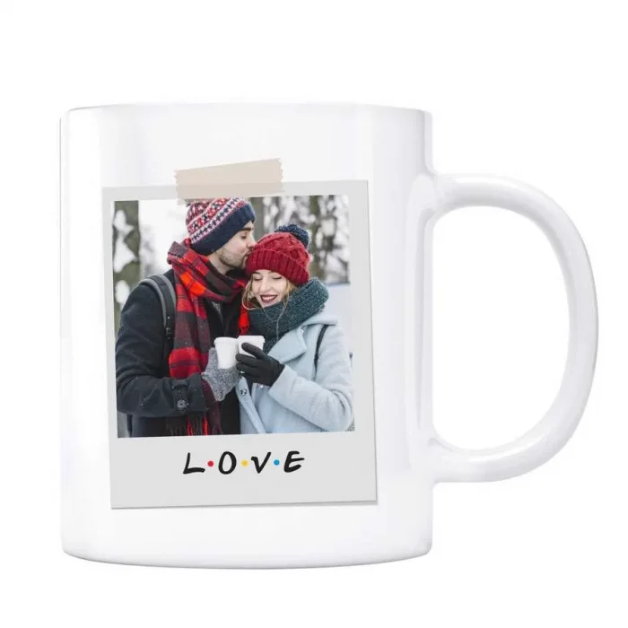 Sevgiliye Özel Pola Kart Fotoğraflı Kupa Bardak Love