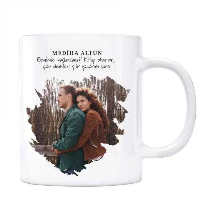 Sevgiliye Özel Mesajlı Fotoğraflı Kupa Benimle Yaşlansana