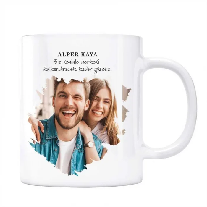 Sevgiliye Özel Mesajlı Fotoğraflı Kupa Biz Seninle Güzeliz