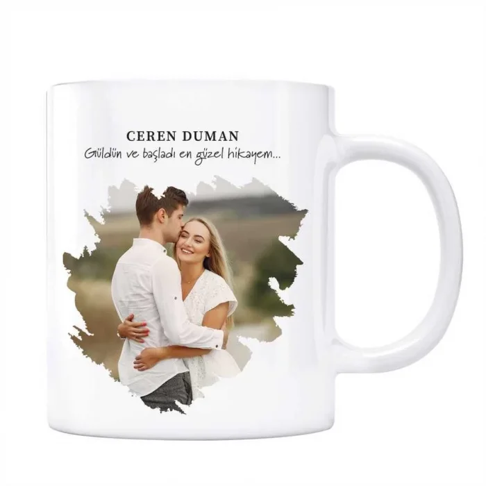 Sevgiliye Özel Mesajlı Fotoğraflı Kupa En Güzel Hikayem