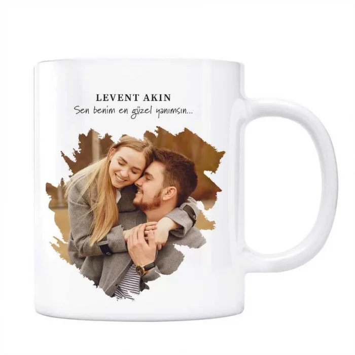 Sevgiliye Özel Mesajlı Fotoğraflı Kupa En Güzel Yanımsın