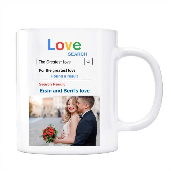 Sevgililer Gününe Özel Fotoğraflı İsimli Love Aşk Google Arama Motoru Kupa Bardak