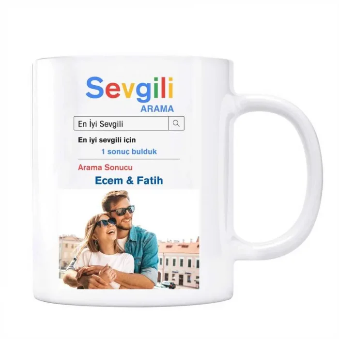 Sevgililer Gününe Özel Fotoğraflı İsimli Sevgili Aşk Google Arama Motoru Kupa Bardak