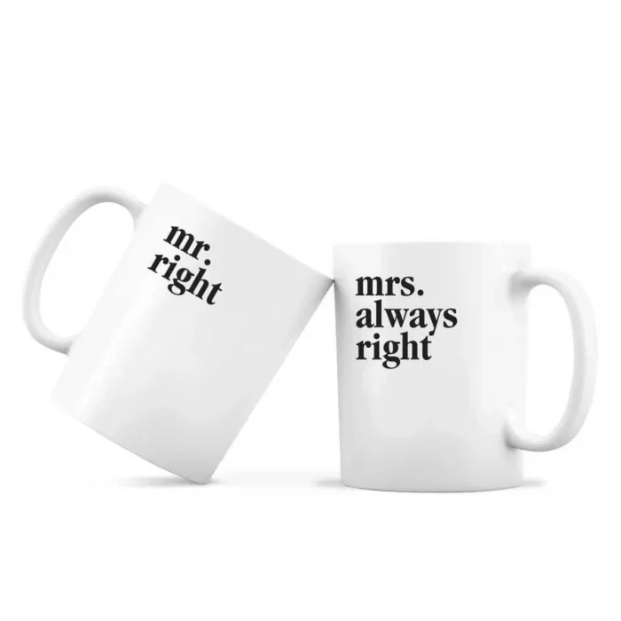 İkili Kupa Bardak - Mr Right Mrs Always Right