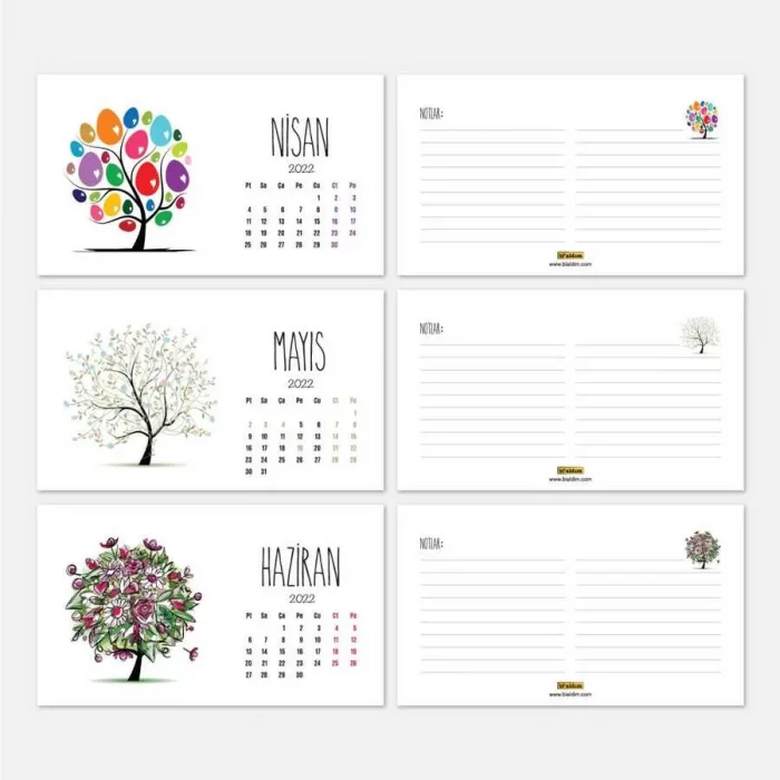 Mevsim Ağaclı 2025 Takvim Şövale Ayaklı Takvim