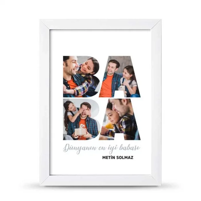 En İyi Baba Fotoğraflı Çerçeve Hediye - 21x30 cm A4 Boy