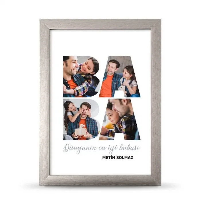 En İyi Baba Fotoğraflı Çerçeve Hediye - 21x30 cm A4 Boy