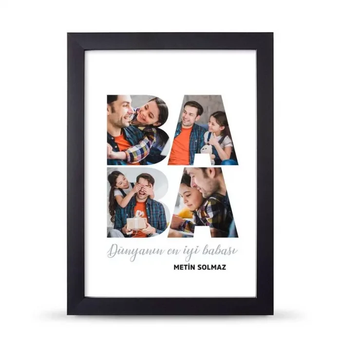 En İyi Baba Fotoğraflı Çerçeve Hediye - 21x30 cm A4 Boy
