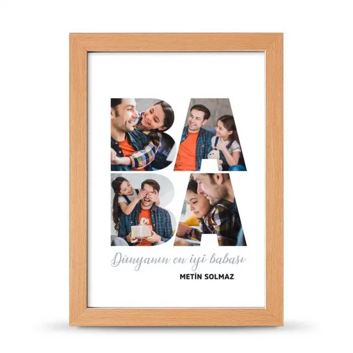 En İyi Baba Fotoğraflı Çerçeve Hediye - 21x30 cm A4 Boy