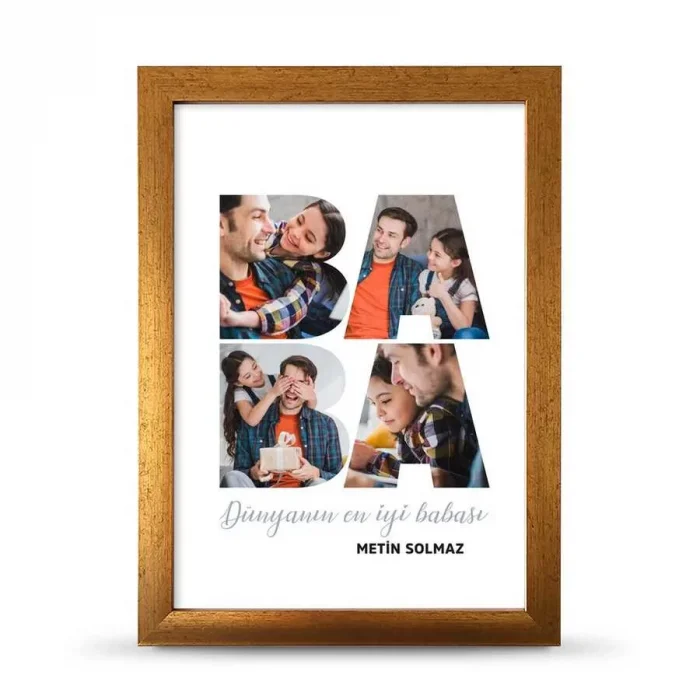 En İyi Baba Fotoğraflı Çerçeve Hediye - 21x30 cm A4 Boy