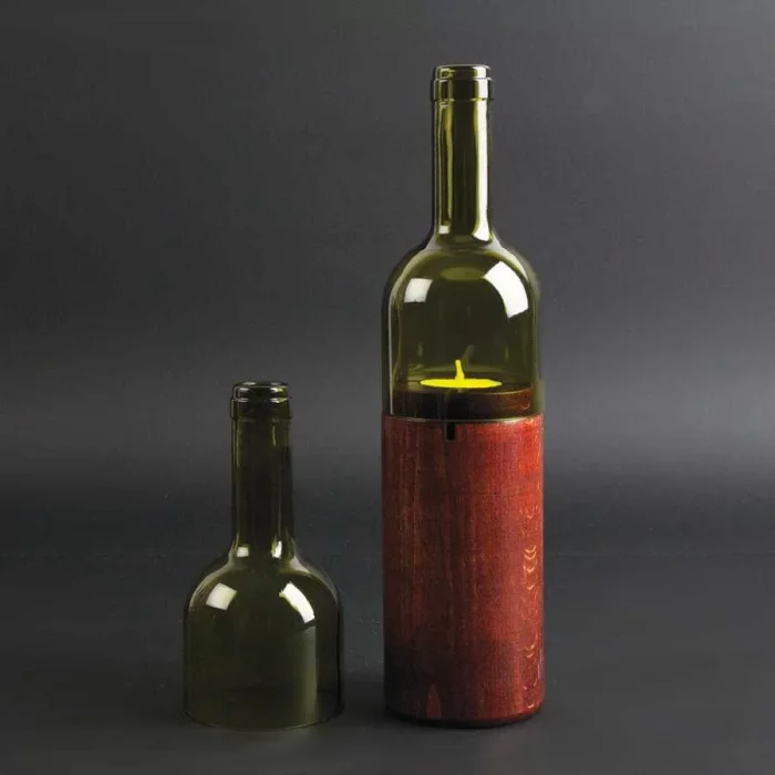 Ahşap Tabanlı Şişe Kandili Mum