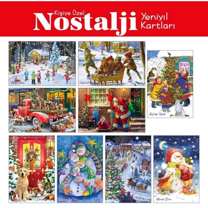 Kişiye Özel İsimli Nostalji Yeni Yıl Kartpostal Kartları