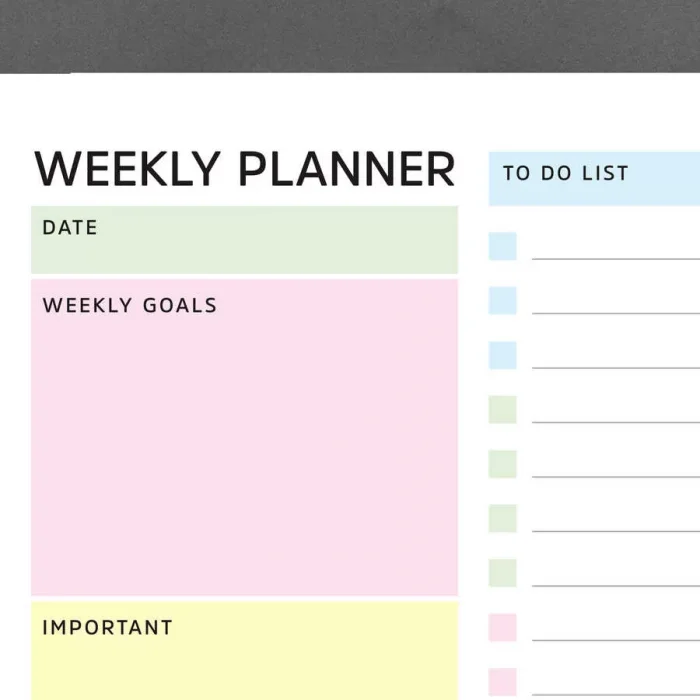 Haftalık Planlama Pastel Renkler - Weekly Planner Pastel Color