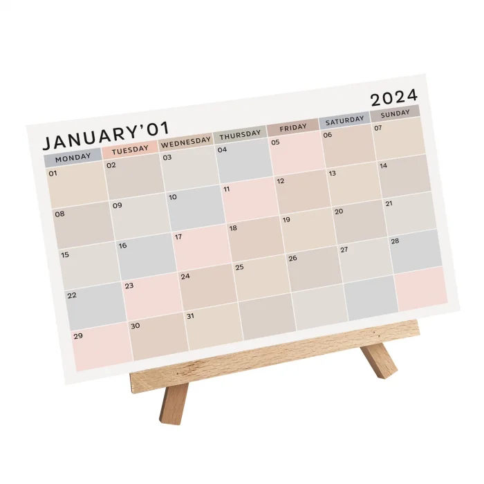 2025 Masa Takvimi, Ahşap Şövale Masa Takvimi, Aylık Planlamalı Takvim, Boho Renkli 2025 Takvim, Yapılacaklar Listesi(Arka Sayfalar)