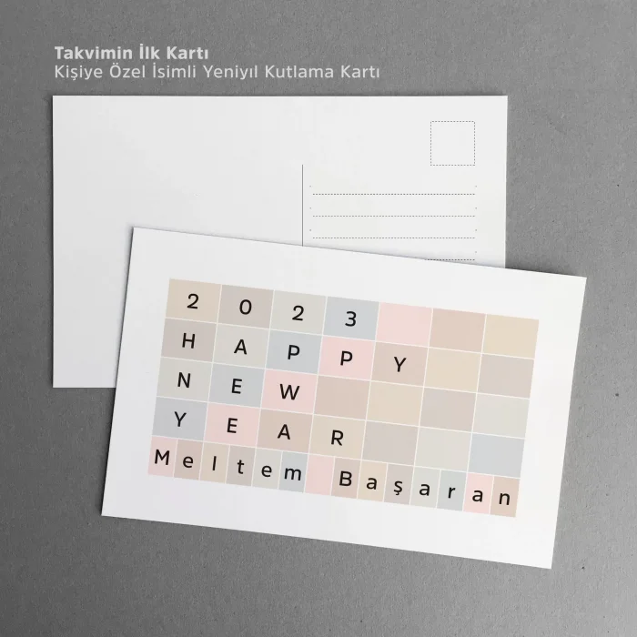 2025 Şövale Masa Takvimi, Aylık Planlamalı Takvim, Boho Renkli 2025 Takvim, Kişiye Özel isimli Kartpostal (İlk Kart)