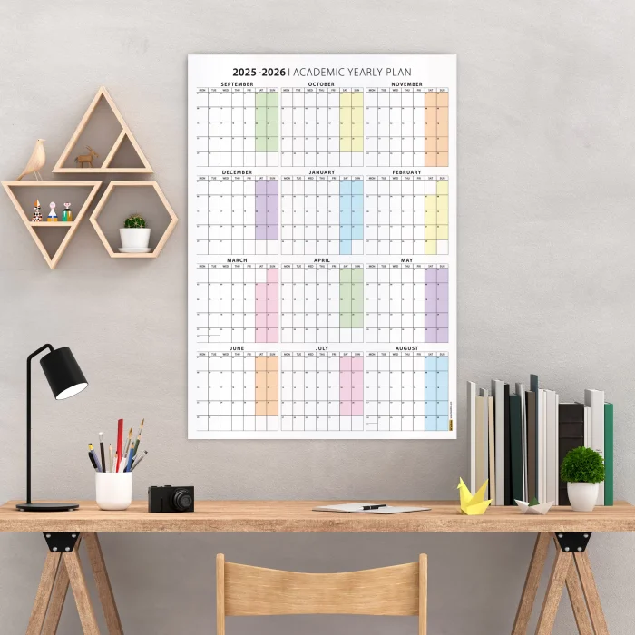 2025-2026 Akademik Duvar Takvimi, Eylül Başlangıçlı Takvim, Akademik Planlayıcı Takvim, Akademik Yılı Takvimi, 2025-2026 Academic Wall Calendar, Academic Wall Planner