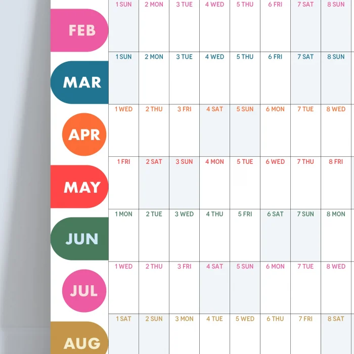 2025-2026 Akademik Duvar Takvimi | Eylül Başlangıçlı Yıllık Planlayıcı | Renkli Minimalist Duvar Planı | Okul ve Ofis için Büyük Boy Takvim