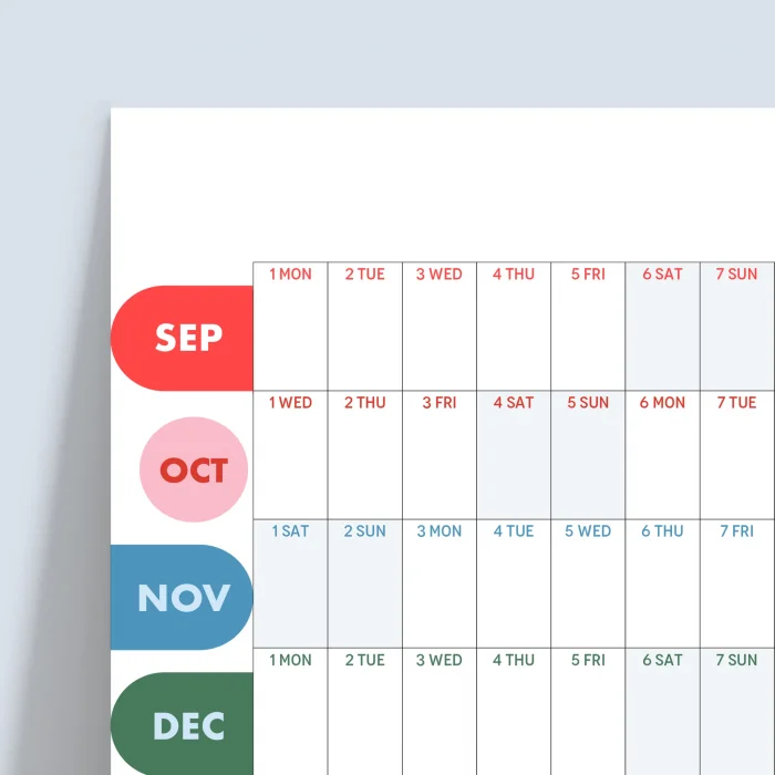 2025-2026 Akademik Duvar Takvimi | Eylül Başlangıçlı Yıllık Planlayıcı | Renkli Minimalist Duvar Planı | Okul ve Ofis için Büyük Boy Takvim
