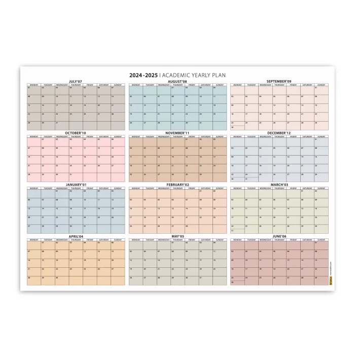 2025 - 2026 Akademik Duvar Takvimi, TEMMUZ Başlangıçlı, 2025 - 2026 Academic Wall Calendar