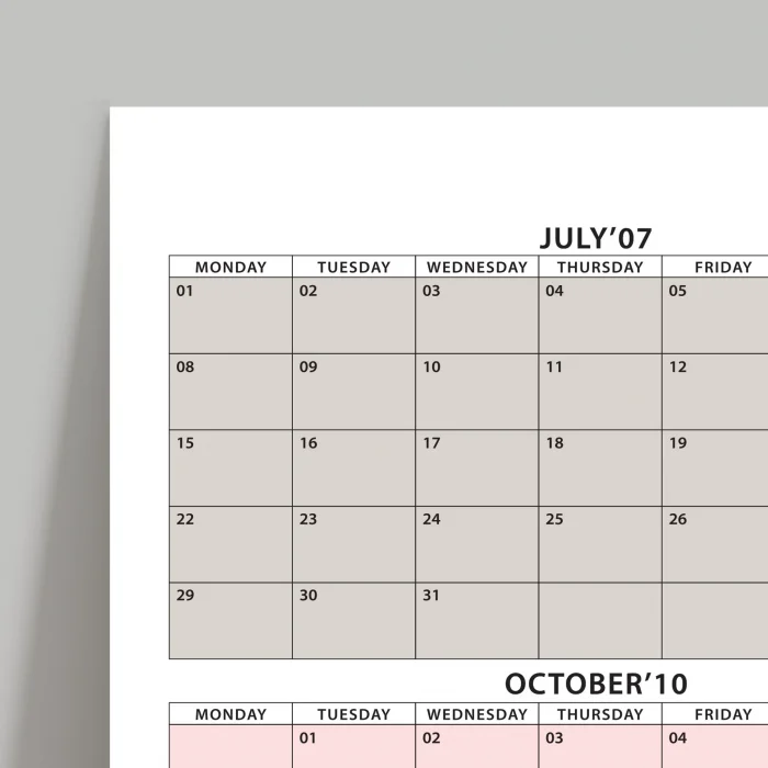 2025 - 2026 Akademik Duvar Takvimi, TEMMUZ Başlangıçlı, 2025 - 2026 Academic Wall Calendar