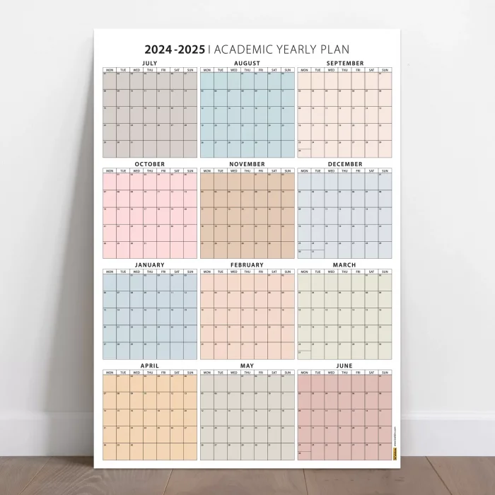 2025 -2026 Akademik Duvar Takvimi, TEMMUZ Başlangıçlı, Academic Wall Calendar