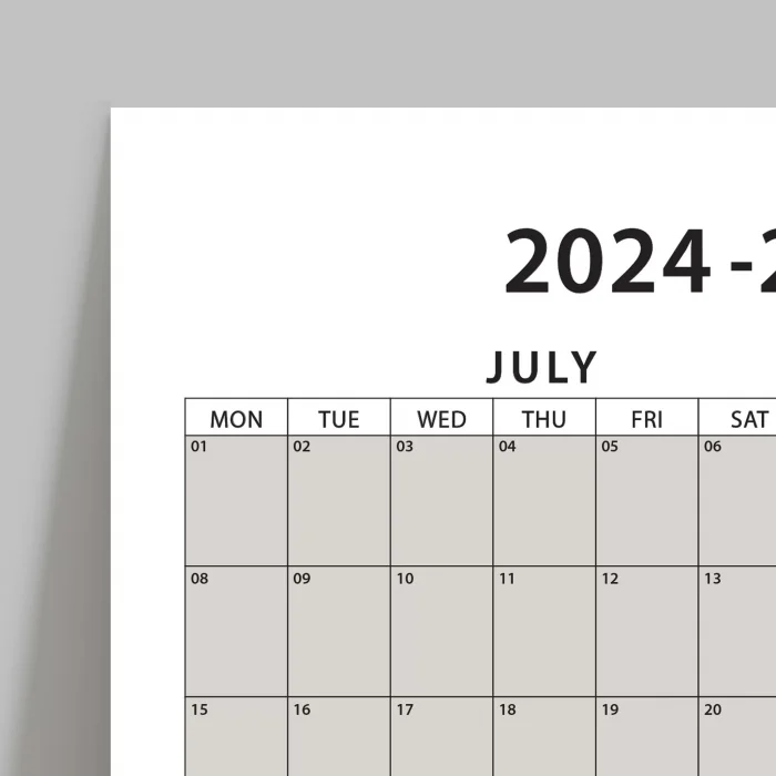 2025 -2026 Akademik Duvar Takvimi, TEMMUZ Başlangıçlı, Academic Wall Calendar