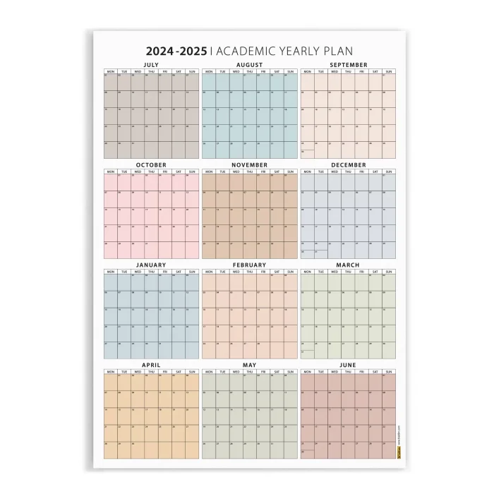 2025 -2026 Akademik Duvar Takvimi, TEMMUZ Başlangıçlı, Academic Wall Calendar