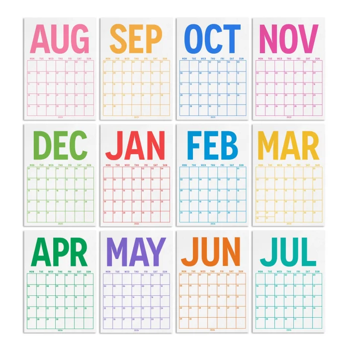 2025–2026 Akademik Planlayıcı Takvim, 33 x 48 cm, A4 Takvim, Ağustos Başlangıçlı, Aylık Planlayıcı Takvim, Academic Monthly Wall Calendar